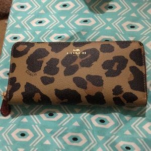 Leopard print coach wallet